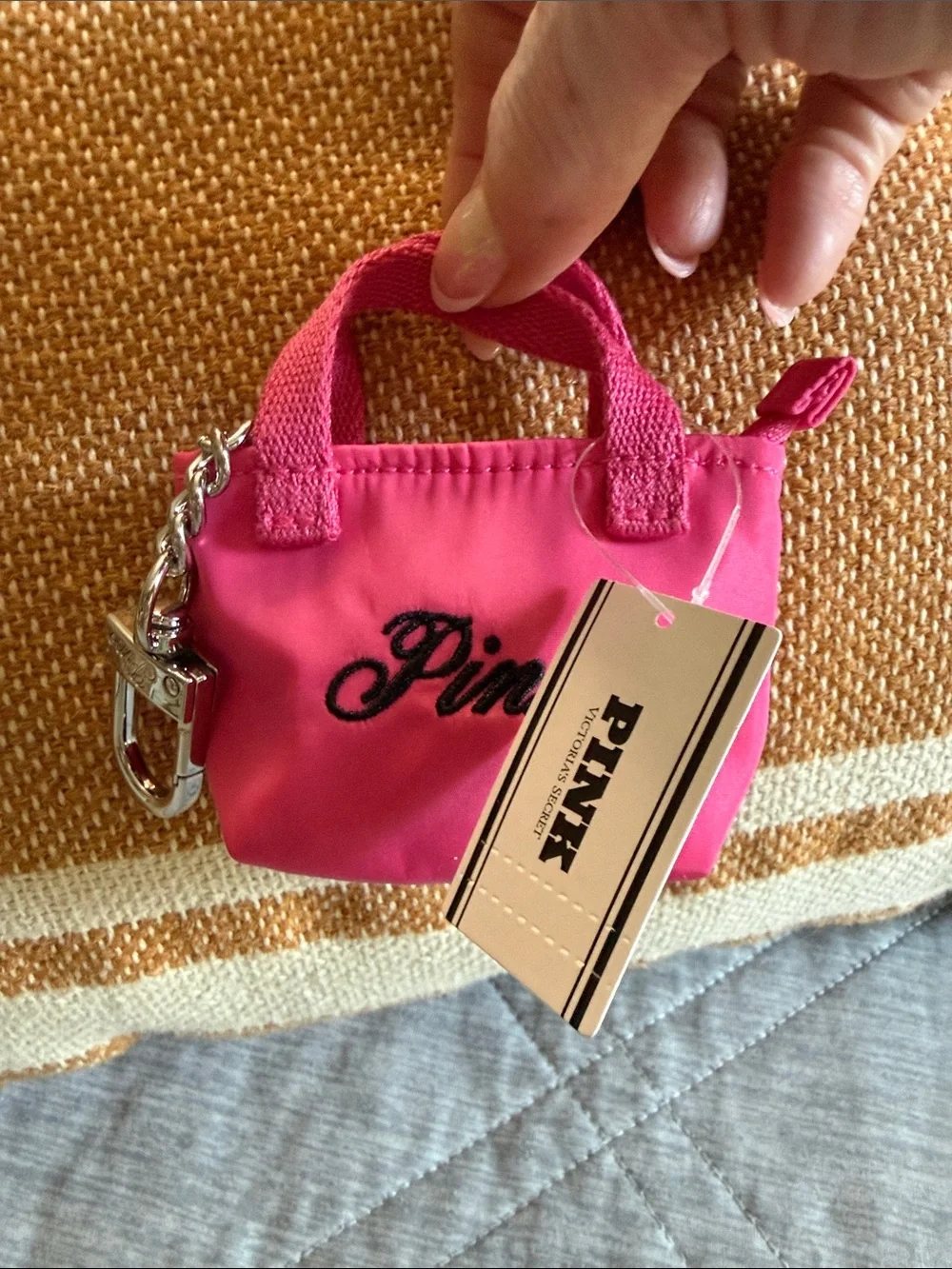 Victoria's Secret Pink Mini Tote Keychain Charm  Extra baggage (the good kind)